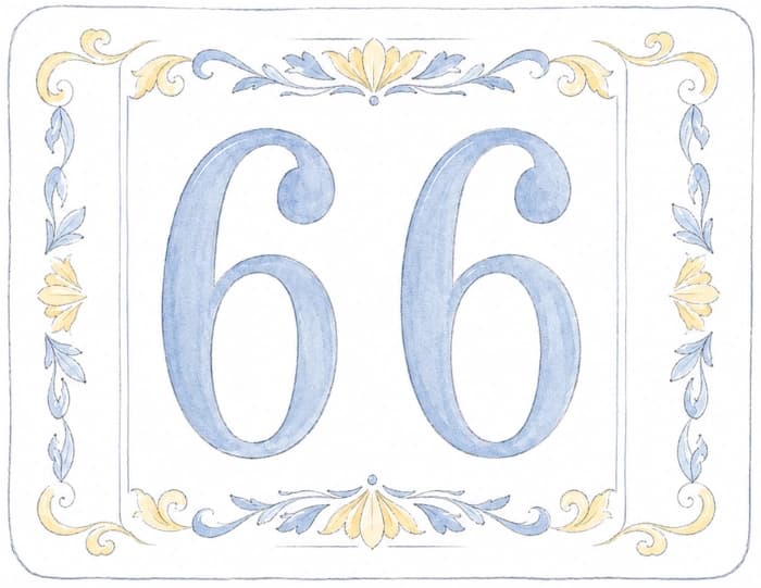 The number 66 house sign