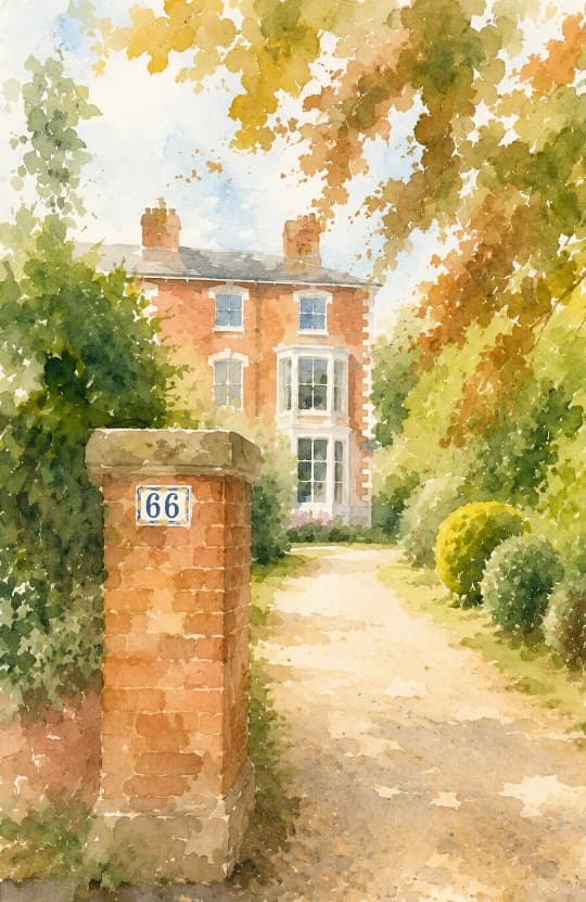 Watercolour painting of the house at number 66